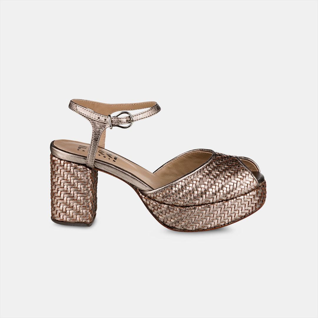 Sandália Plataforma Tressê Metalizado