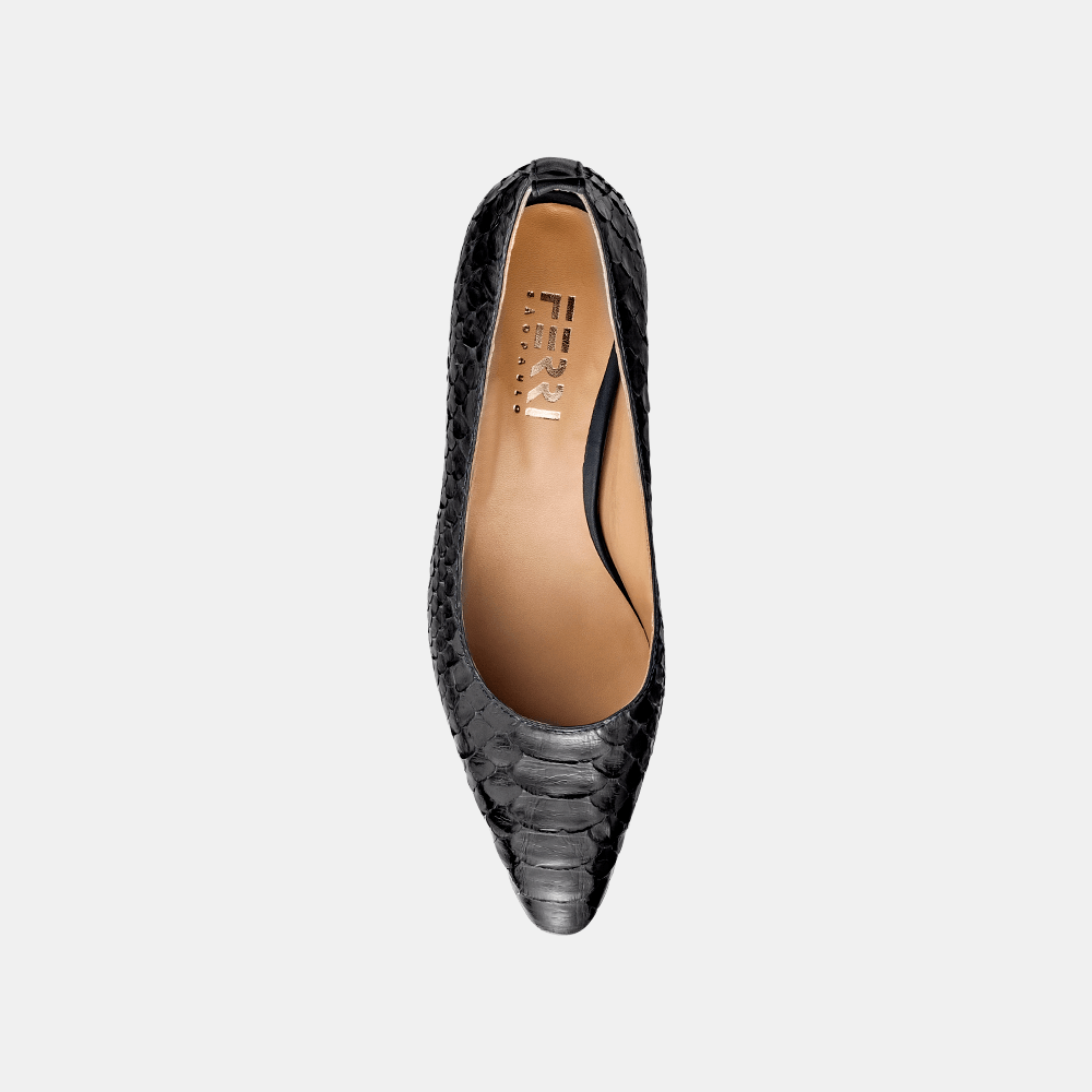 Scarpin Bico Fino Python Black