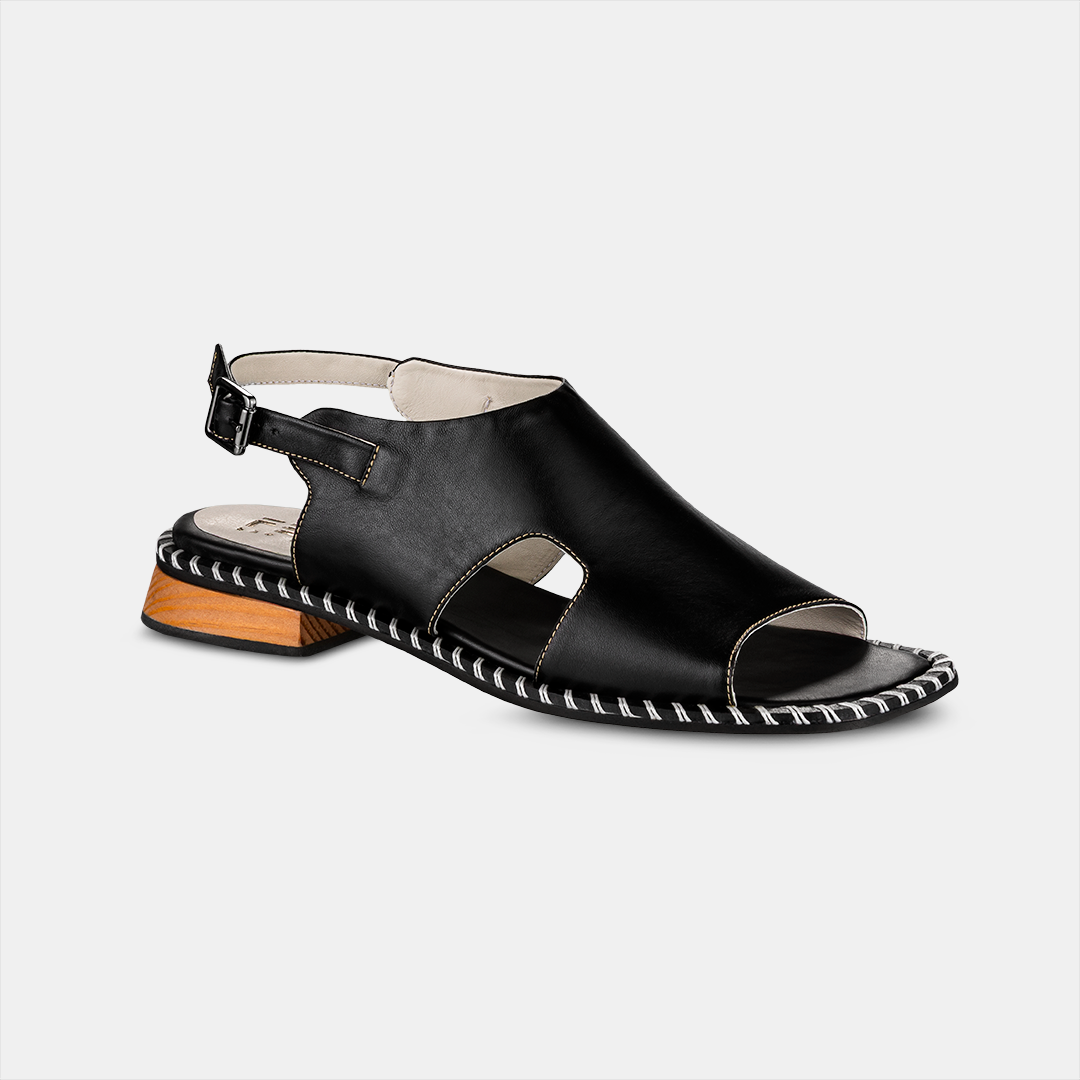 Sandália Flat Pesponto Black