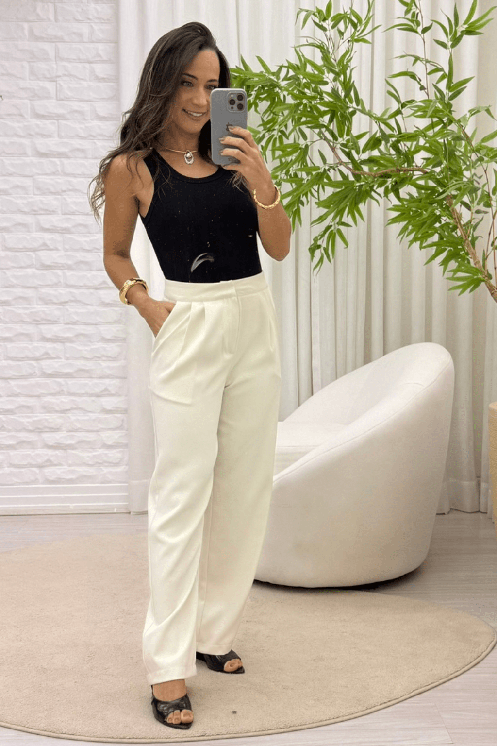 Calça Elise em Alfaiataria Off White
