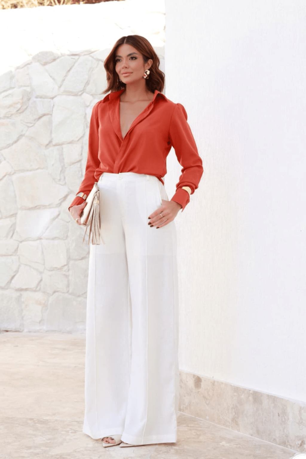 Calça Pantalona de Linho Serenna