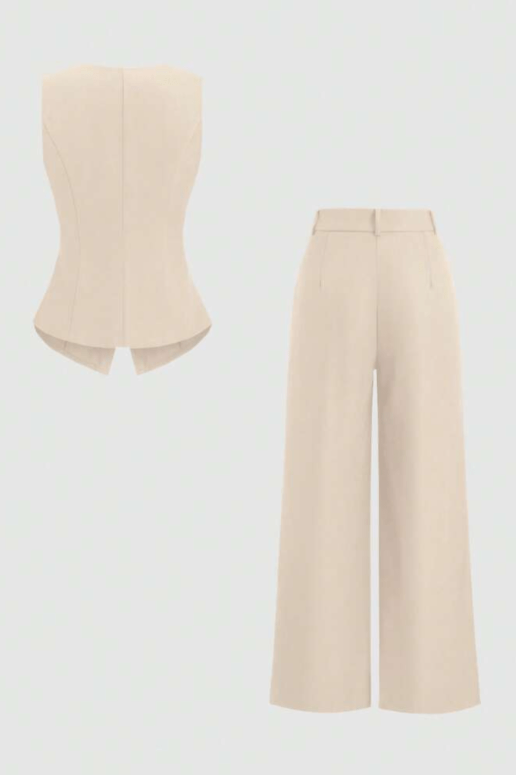 Conjunto Viviane Calça Pantalona e Colete Cáqui
