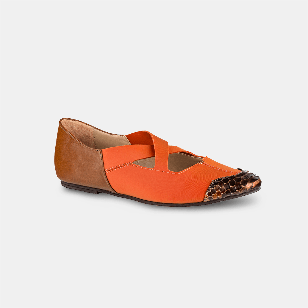 Sapatilha Elastano Cruzado Orange