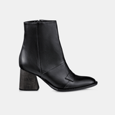 Bota Salto Alto Couro Preto Python
