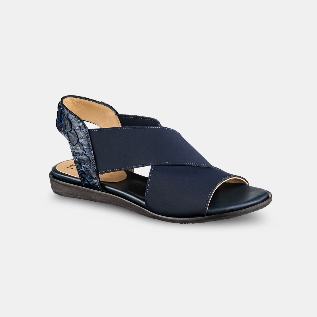 Sandália Flat Pirarucu Elastano Marinho