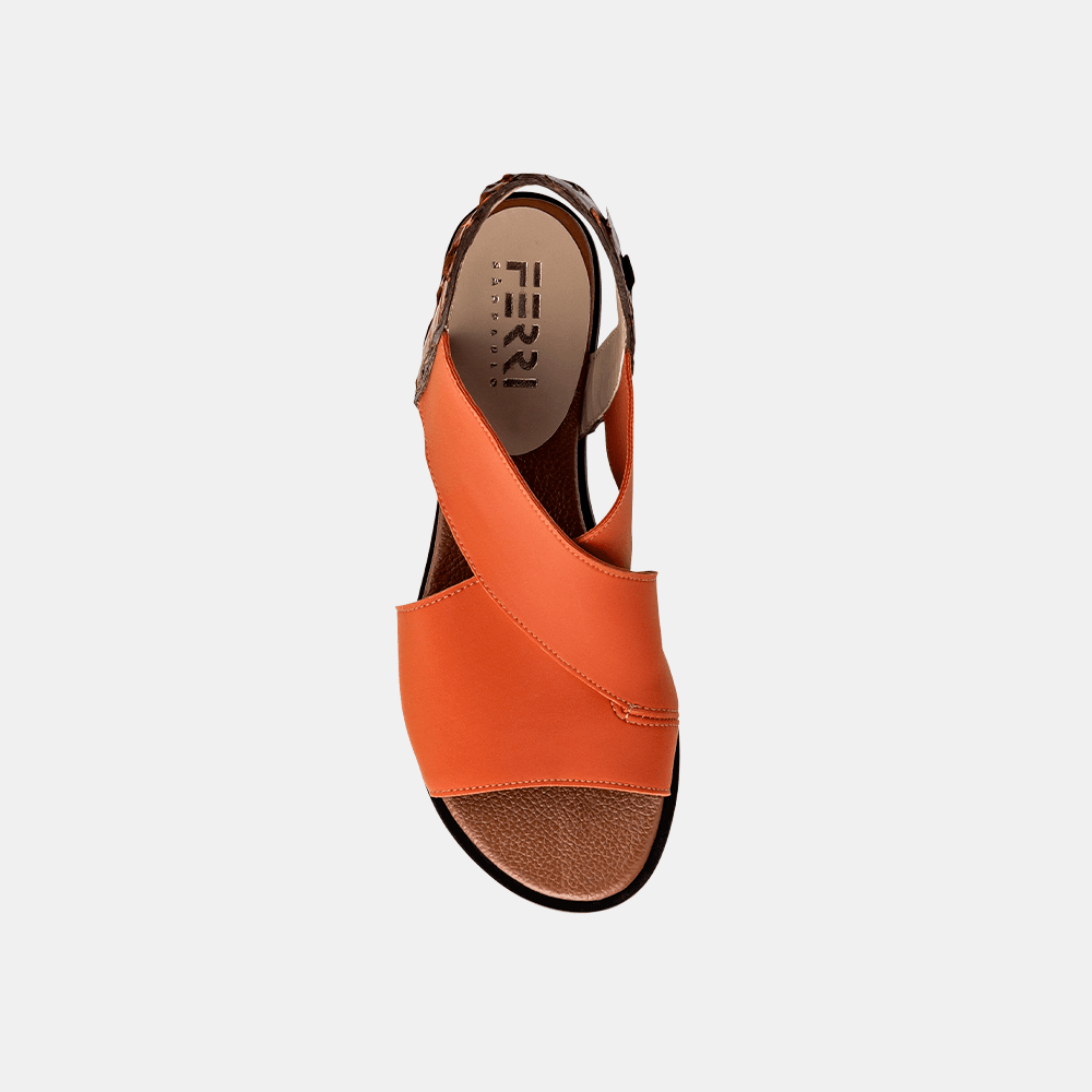 Sandália Flat Pirarucu e Elastano Orange