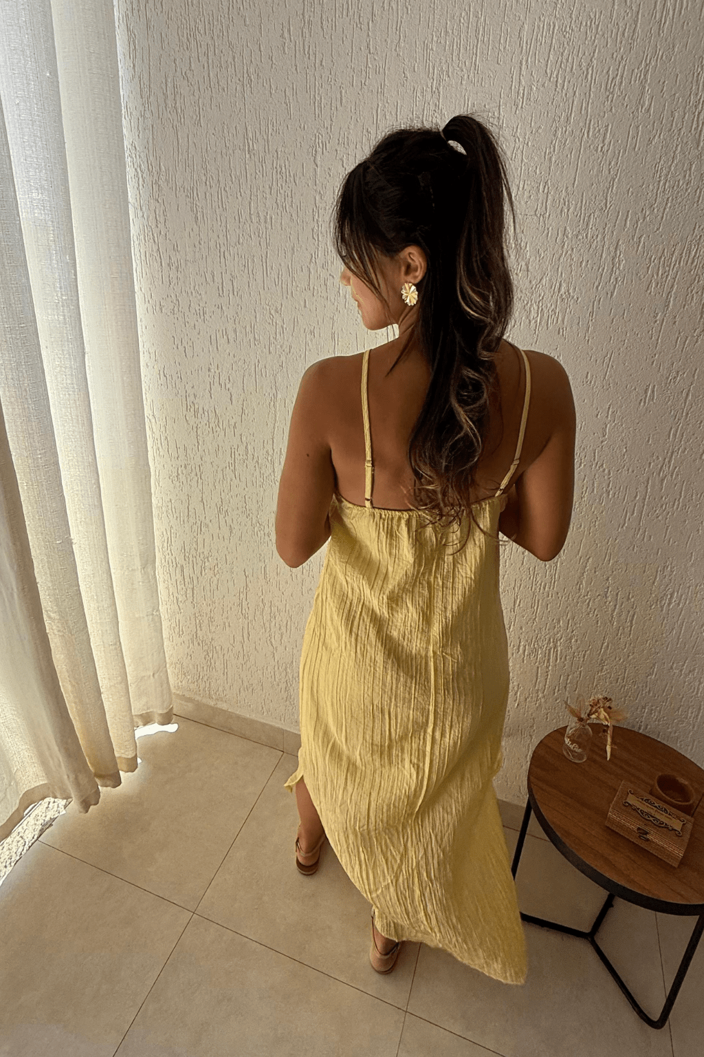 Vestido Longo Eloá Floral Amarelo Manteiga