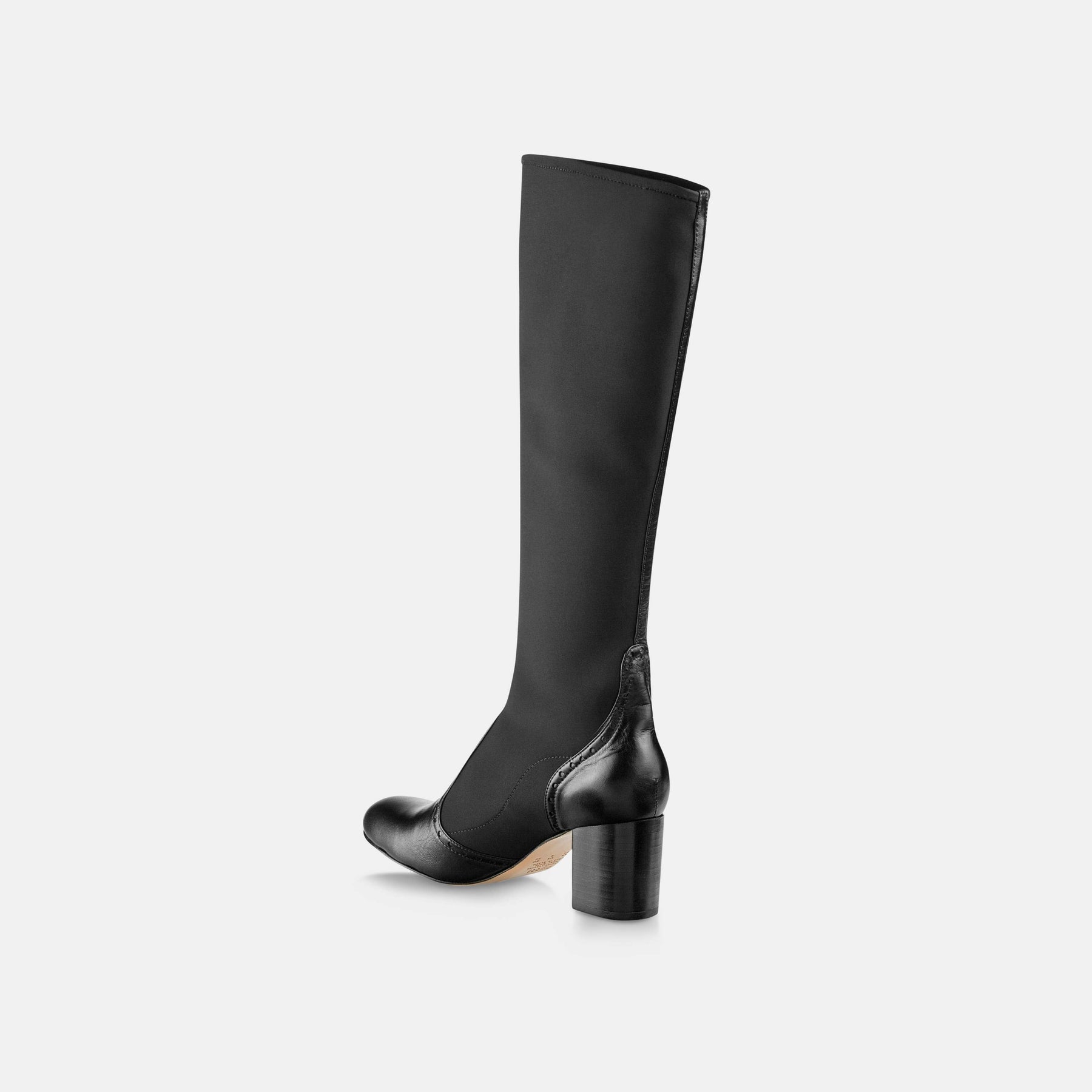 Bota Cano Longo Elastano e Couro