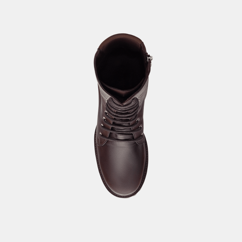 Bota Coturno Feminina Couro Café