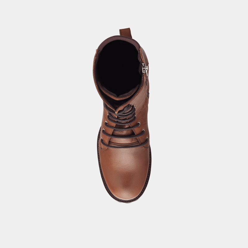 Bota Coturno Feminina Couro Caramelo