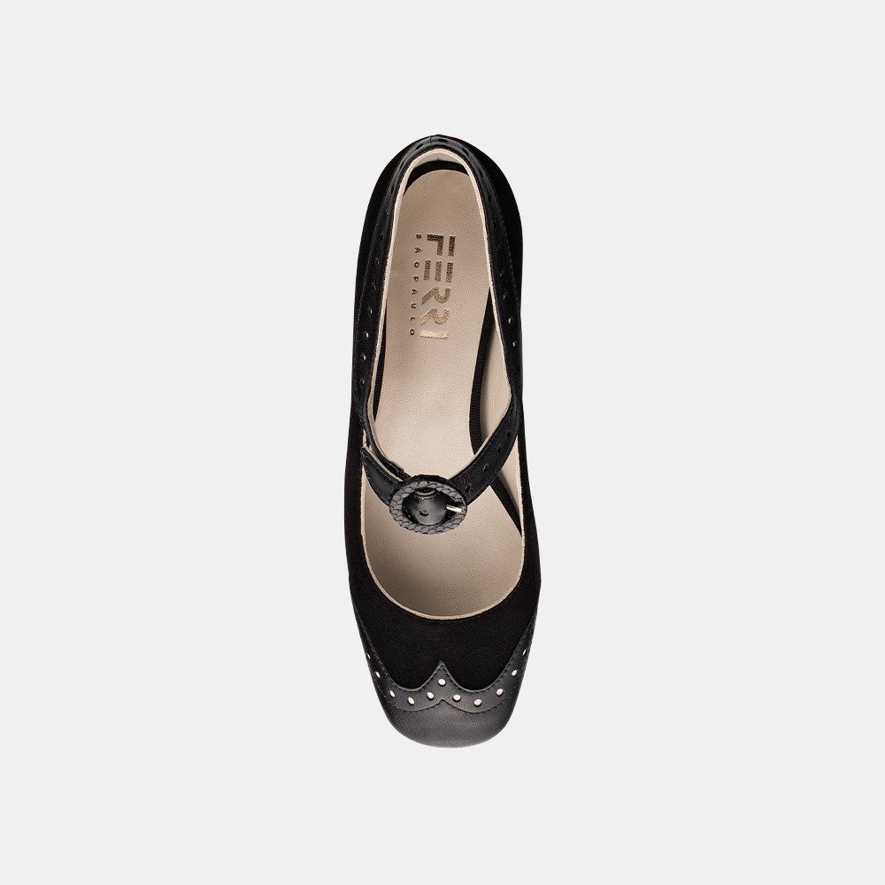 Sapato Boneca Marchetaria Preto