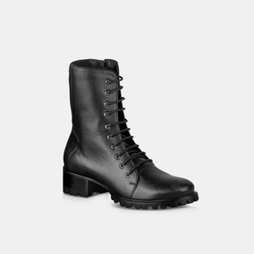 Bota Coturno Feminina Couro Preta