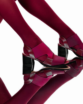 Sandália Salto Médio Elastano Duo Vinho