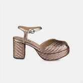 Sandália Plataforma Tressê Metalizado