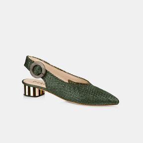 Sapato Bico Fino Tressê Verde