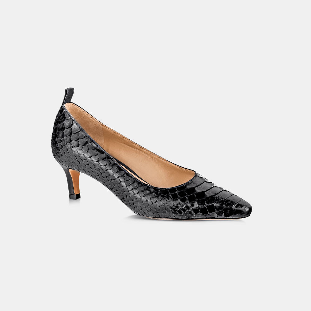 Scarpin Bico Fino Python Black