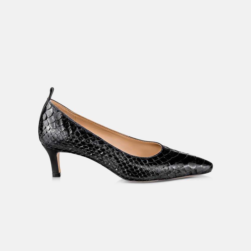 Scarpin Bico Fino Python Black