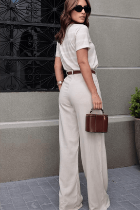 Calça Pantalona de Linho Serenna