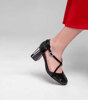 Scarpin Python Salto Acrílico Preto