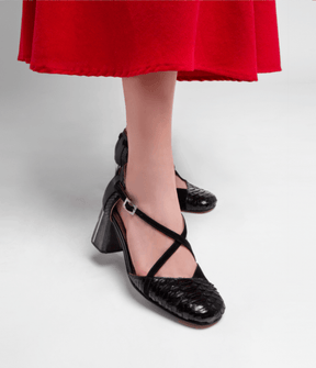 Scarpin Python Salto Acrílico Preto