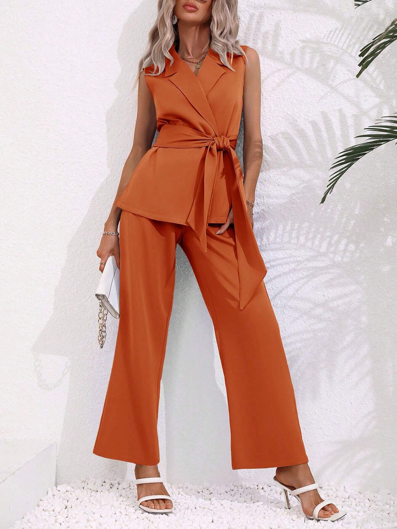 Conjunto Feminino Alfaiataria Laranja Queimado