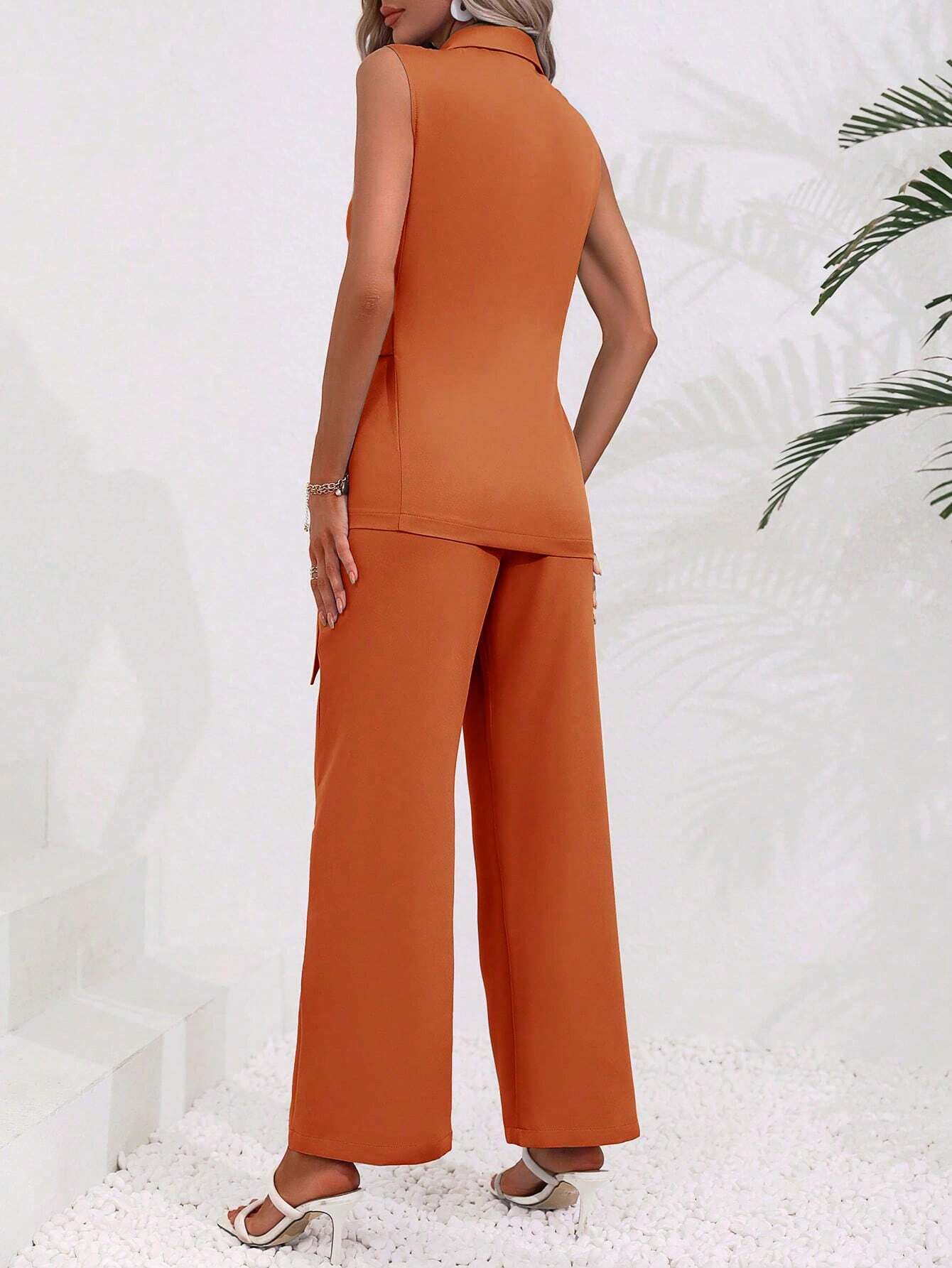 Conjunto Feminino Alfaiataria Laranja Queimado