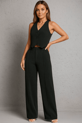 Conjunto Feminino Calça Pantalona e Colete Luciara