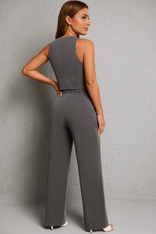 Conjunto Feminino Calça Pantalona e Colete Luciara