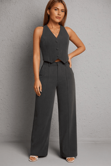 Conjunto Feminino Calça Pantalona e Colete Luciara