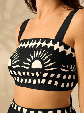 Conjunto Feminino Estampa Tropical Preto Zurique