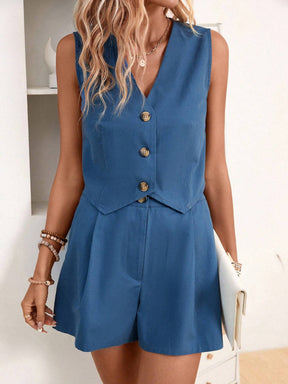 Conjunto Feminino Short e Blusa Azul