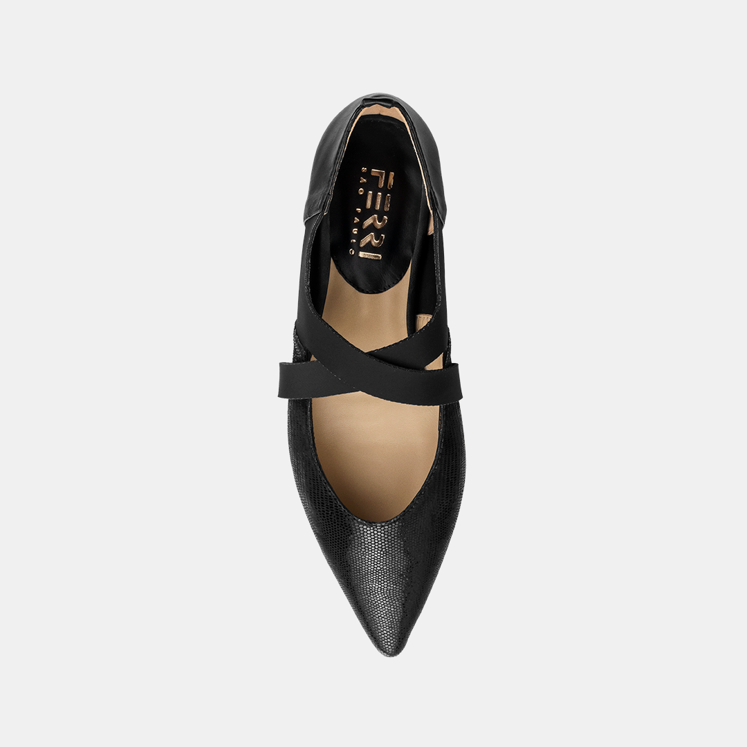 Sapatilha Elastano Bico Fino Preta