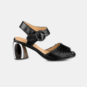 Sandália Salto Alto Firenze Python Preto