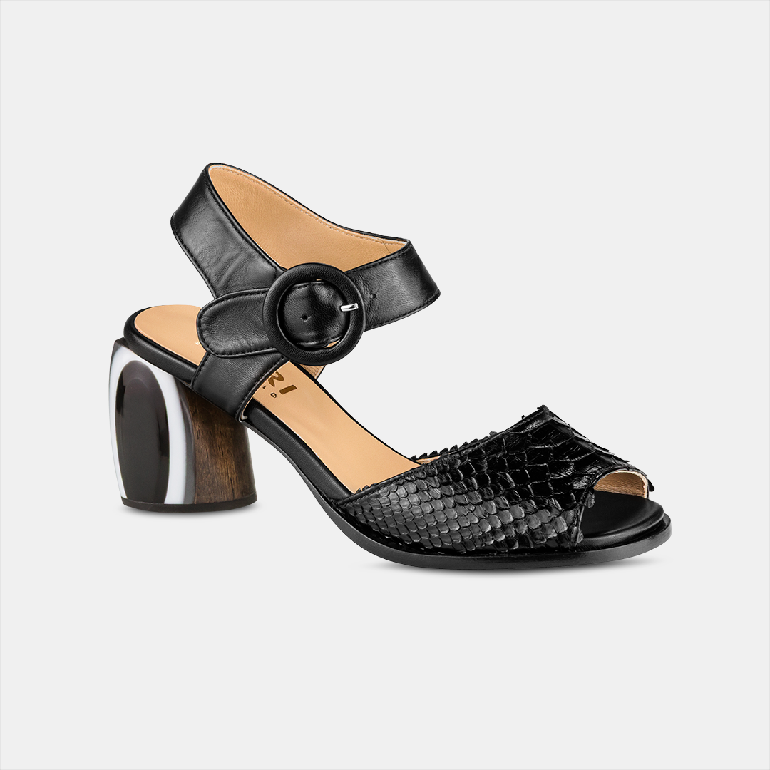 Sandália Salto Alto Firenze Python Preto