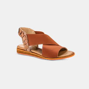 Sandália Flat Pirarucu Elastano Canela