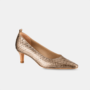 Scarpin Bico Fino Python Metalizado