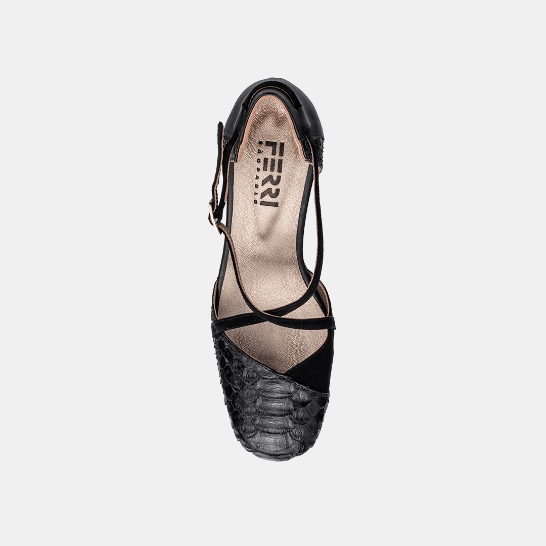 Scarpin Python Salto Acrílico Preto
