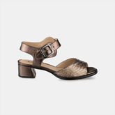 Sandália Salto Baixo Firenze Python Metalizado