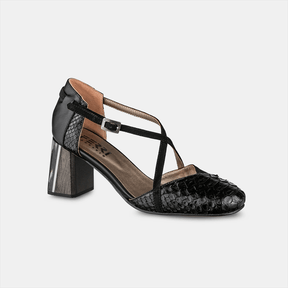Scarpin Python Salto Acrílico Preto