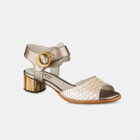 Sandália Salto Baixo Firenze Python Perolado