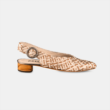 Sapato Bico Fino Tressê Bege