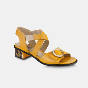 Sandália Salto Médio Atena Amarela