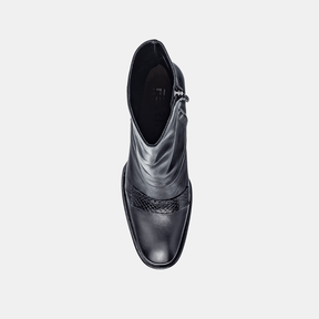Bota Salto Alto Couro Preto Python