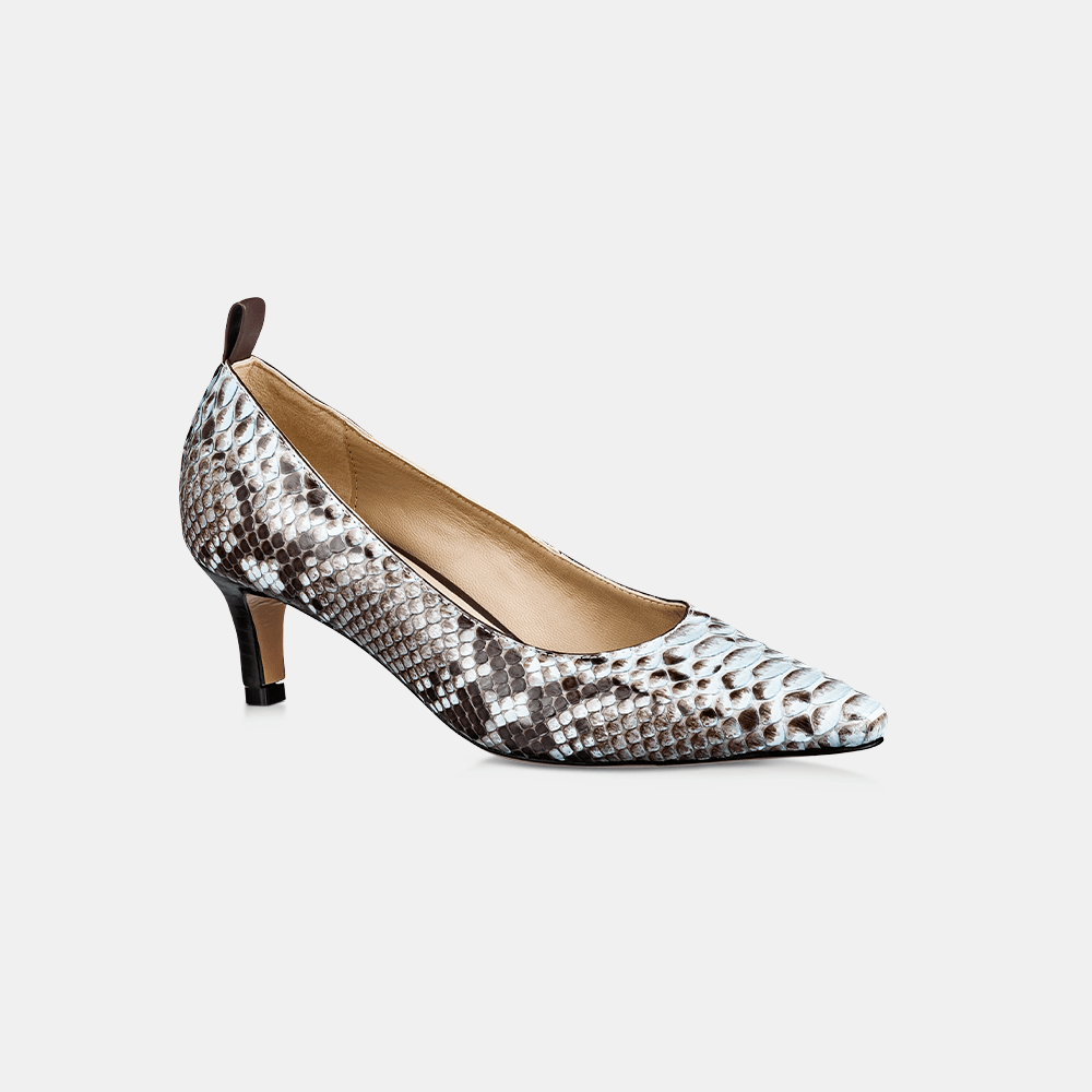 Scarpin Bico Fino Python Light Blue