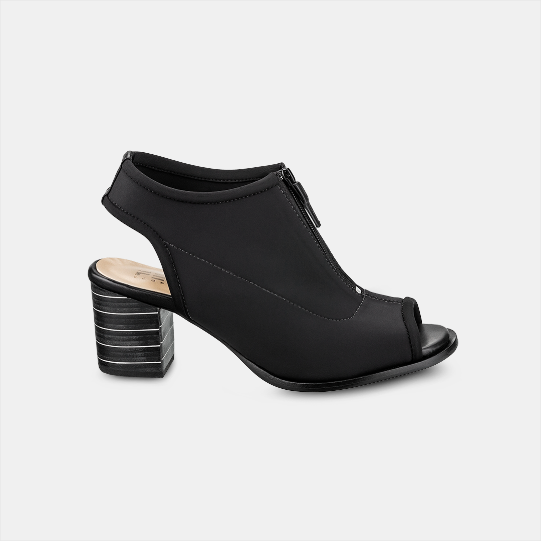 Sandália Salto Alto Elastano Zíper