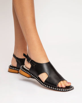 Sandália Flat Pesponto Black