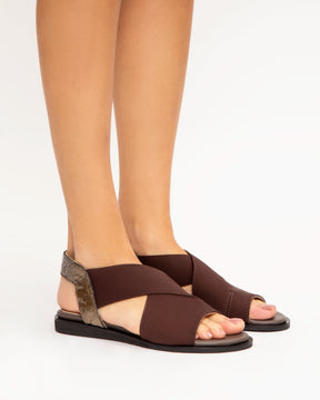 Sandália Flat Pirarucu Elastano Brown