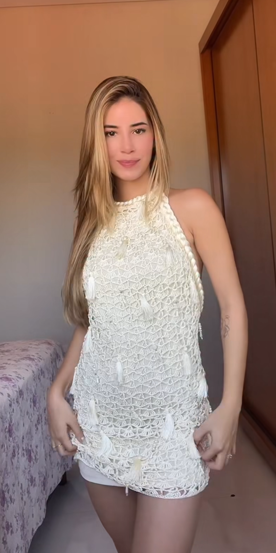 Vestido Trançado em Crochê