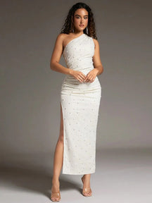 Vestido Branco Midi Com Fenda Lateral Luna