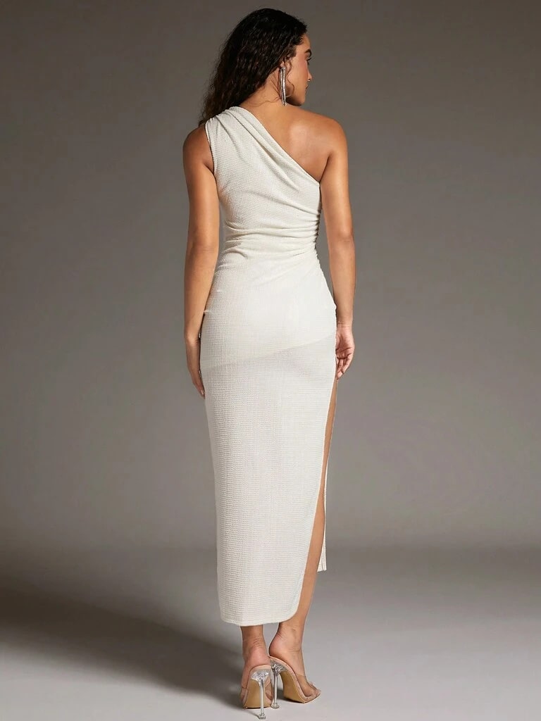 Vestido Branco Midi Com Fenda Lateral Luna